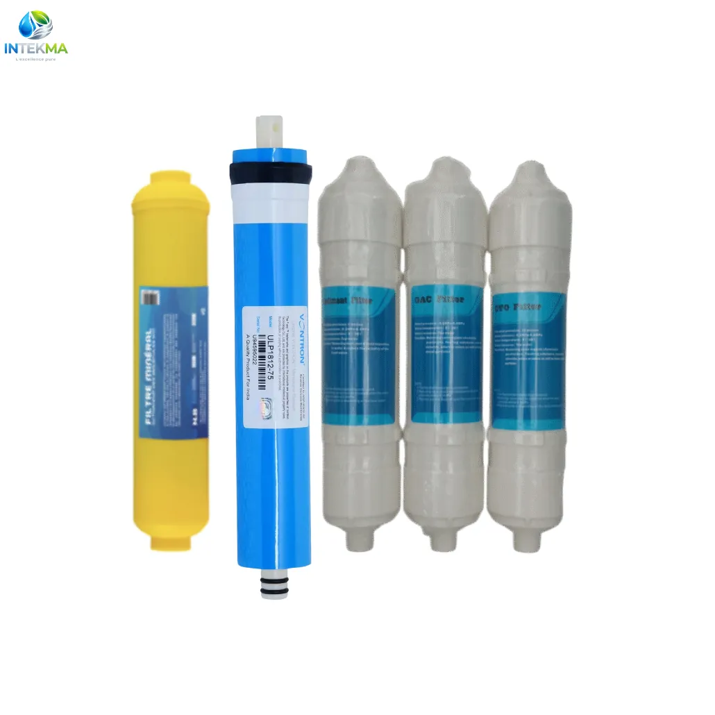 Kit de Maintenance Complet pour Fontaine AquaMarina - 5 Étapes - Membrane Vontron 75GPD inclus - INTEKMA Consommable