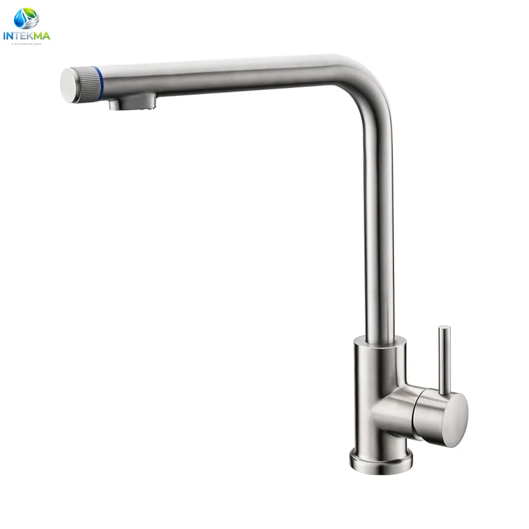 Robinet 3 Voies de Cuisine pour Osmose Inverse - Acier Inoxydable 304 - Rotatif à 360° - INTEKMA Accessoires