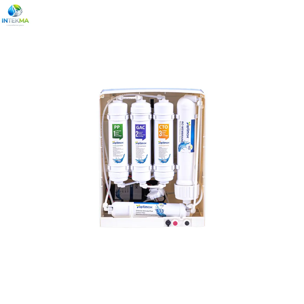 Osmoseur d'Eau Domestique Optimax Compact 5 Étapes avec Réservoir 8L - 280 Litres/Jour - INTEKMA Purificateurs